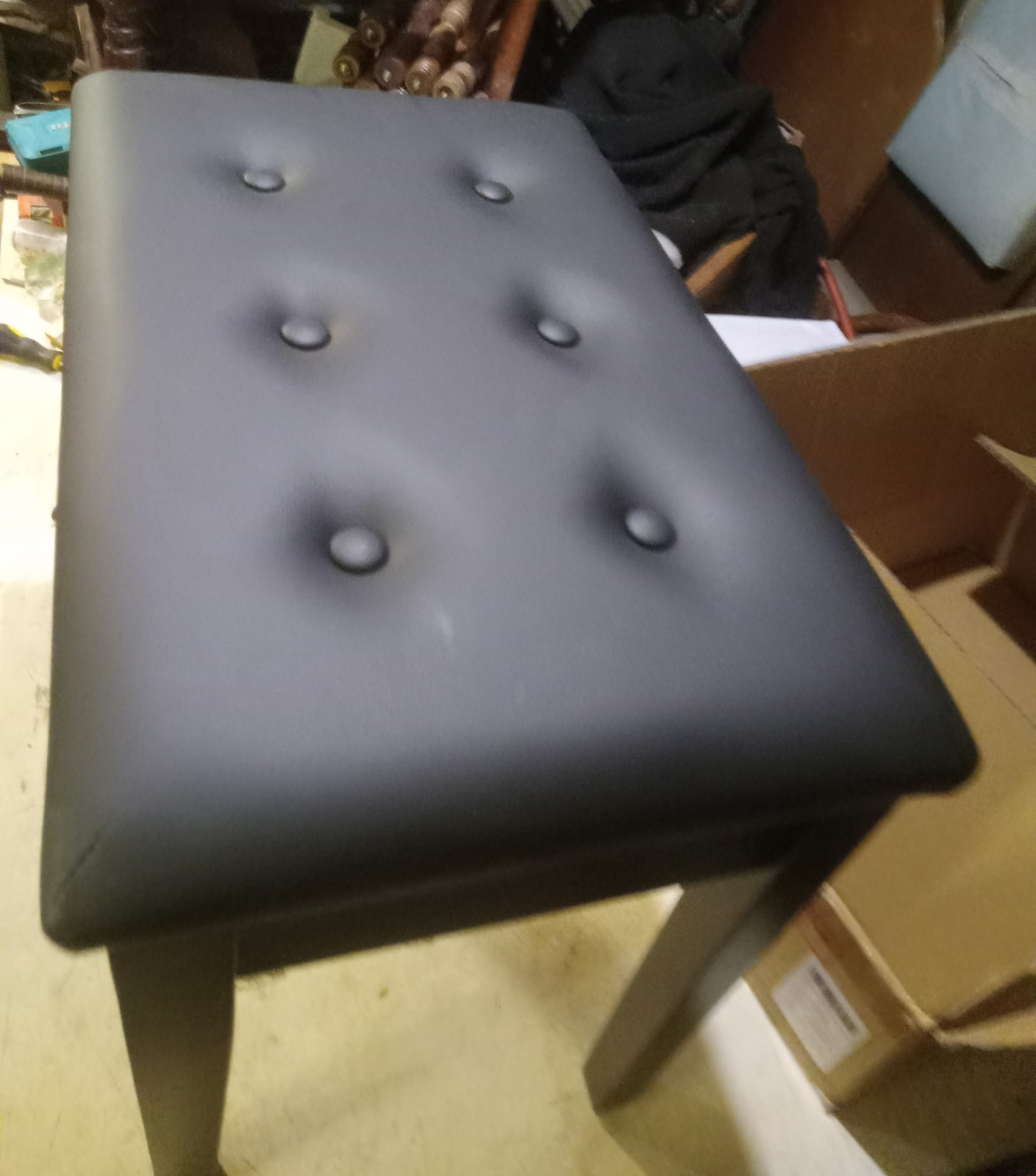 Black Button Vanity Bench / Piano Bench