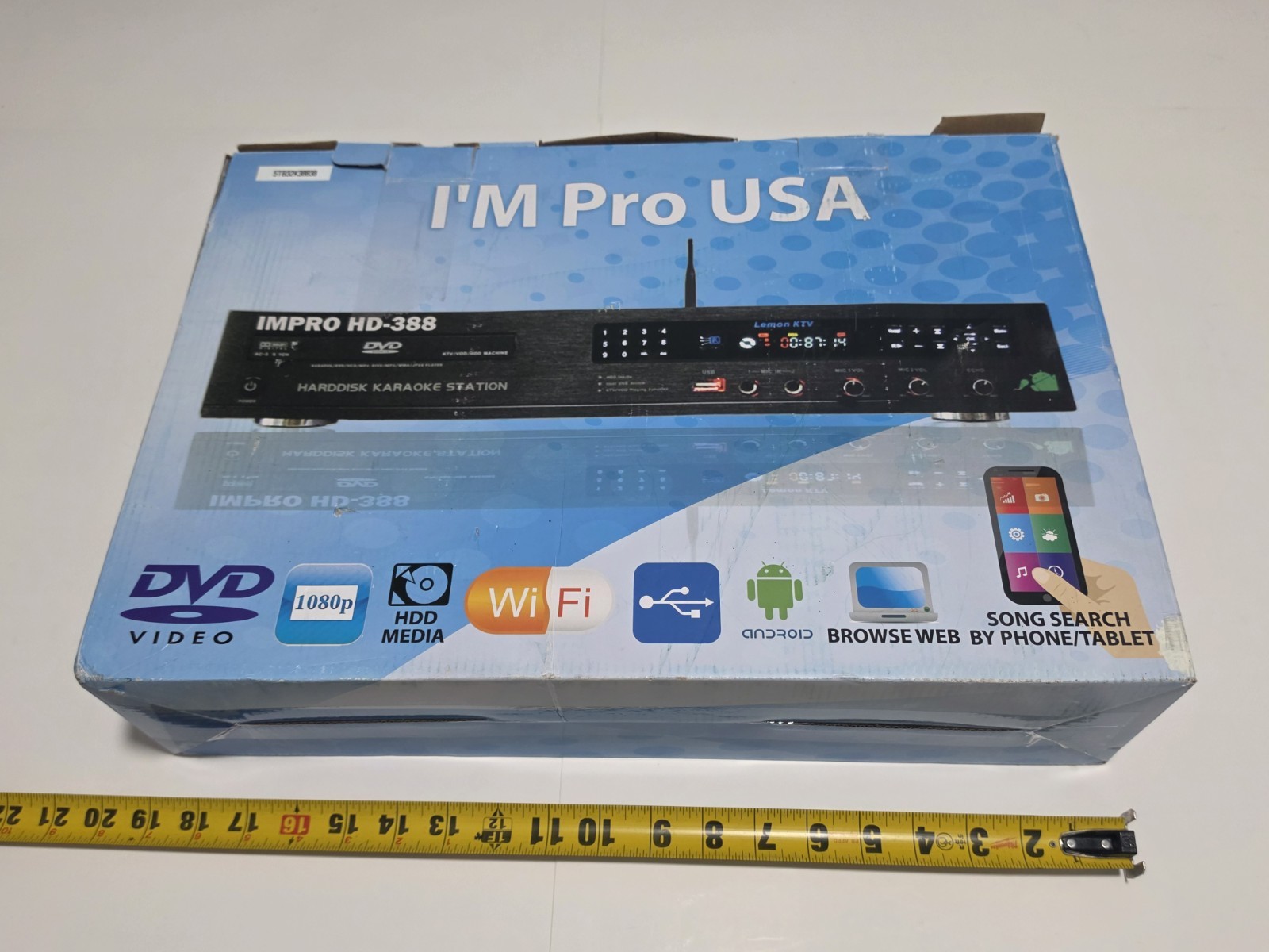 I'M PRO USA HD-388 ANDROID HARDDISK KARAOKE STATION DVD WiFi 1080p $700 Retail