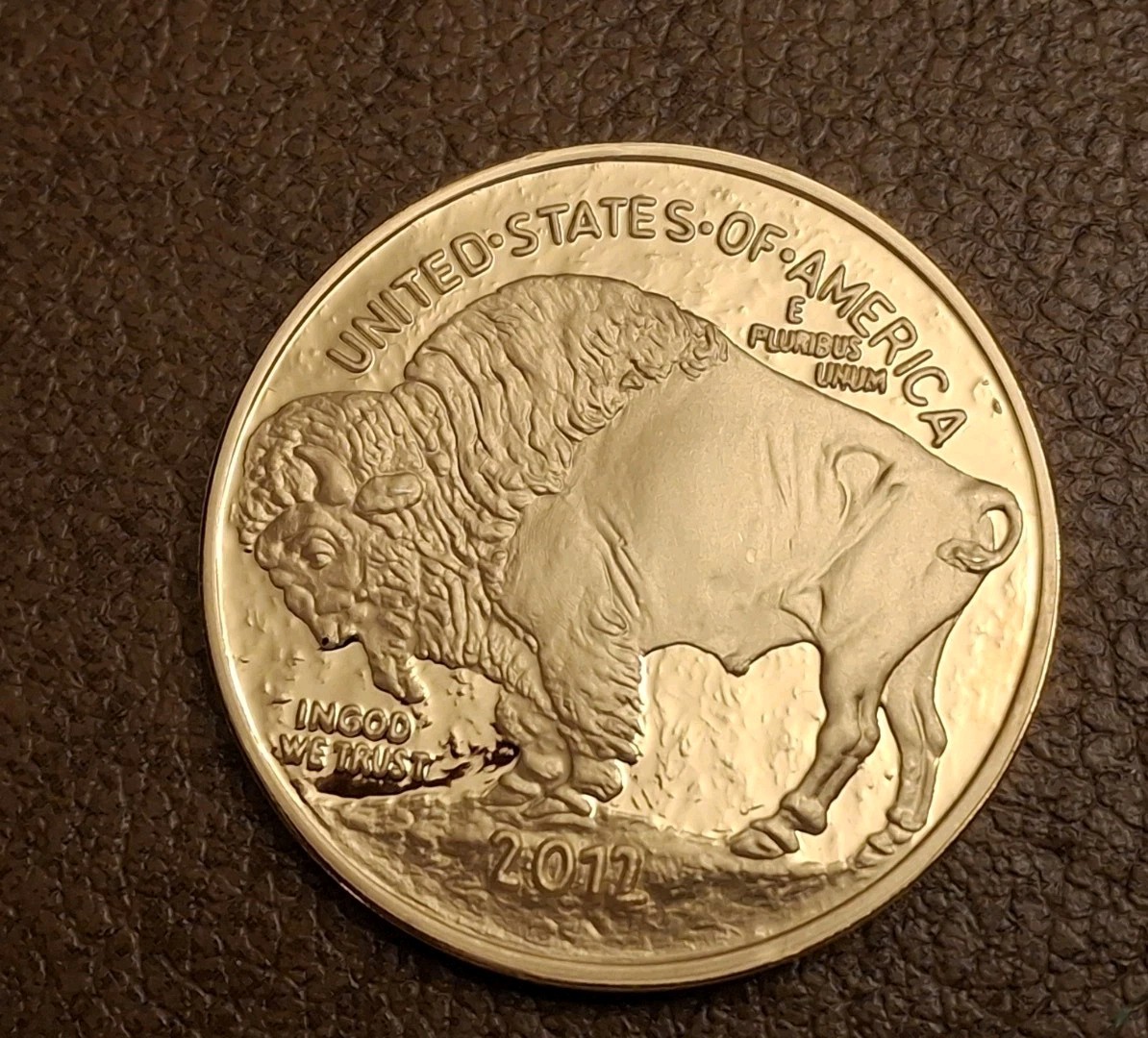 2012 US Buffalo Indian Head Gold Plated Coin w/Case & COA COPY