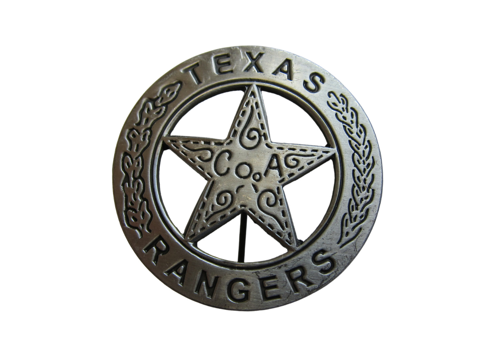 Texas Rangers Police Badge US Made Genuine Military Issue Lapel Hat Pin 1-9/16"