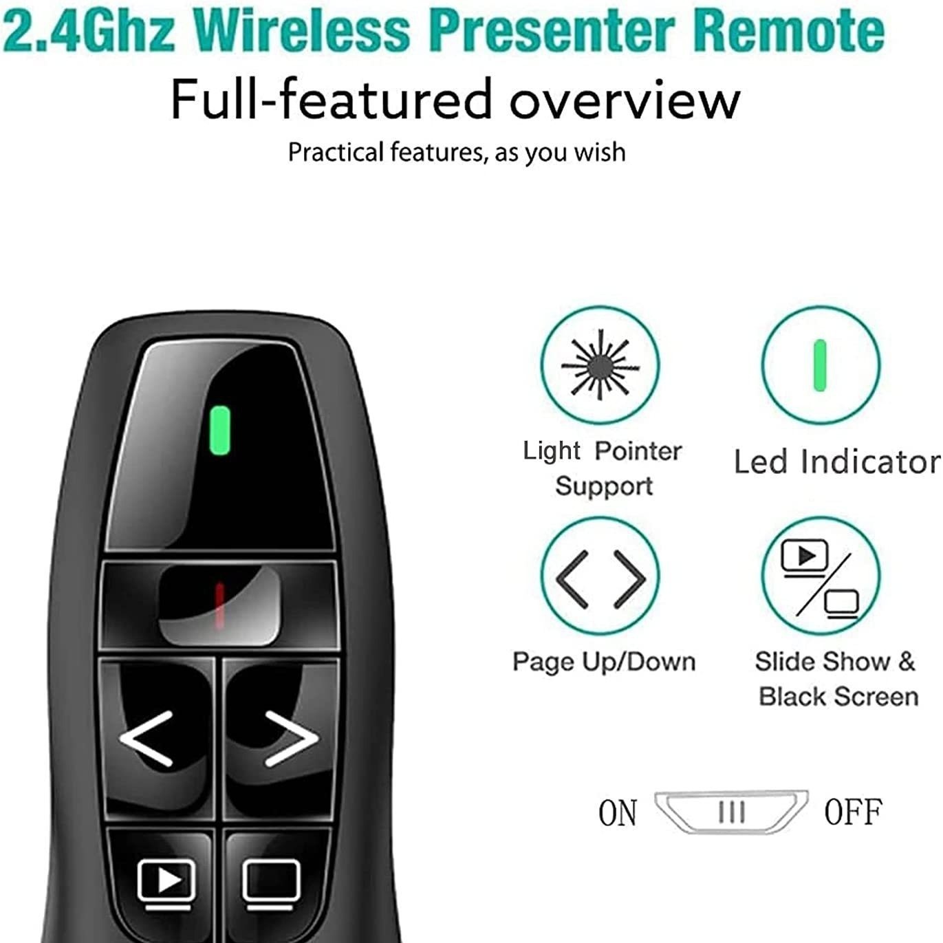 2.4 GHz RF USB Wireless Red Laser Pointer Pen PPT Presentation Remote Control