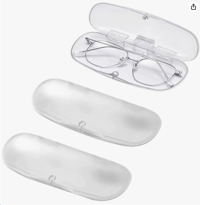 3Pk Hard Shell Glasses Cases Plastic Frosted Translucent Snap Close 6.1x2.2x1.4