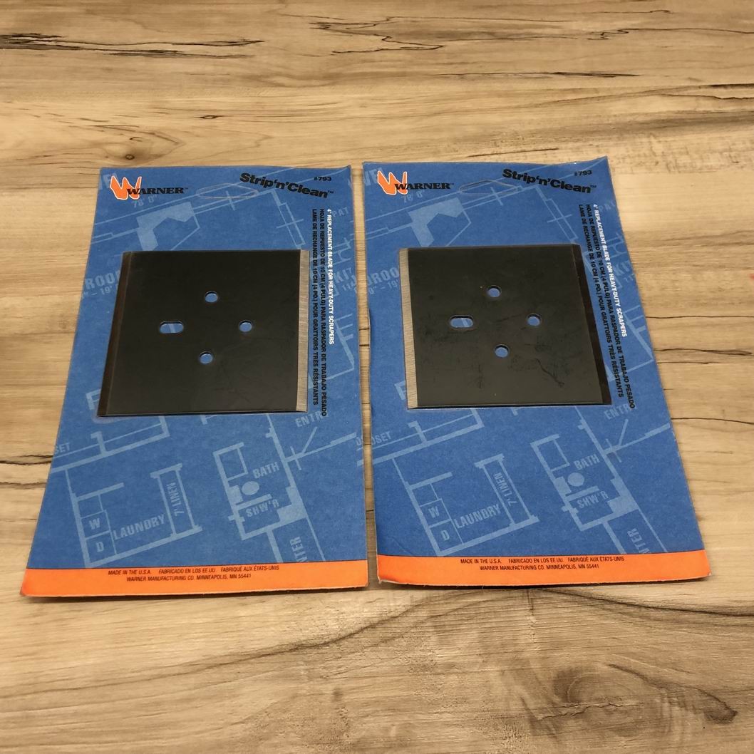Lot Of (2) New Sealed WARNER Strip 'N' Clean #793 ~ 4" Scraper Blades