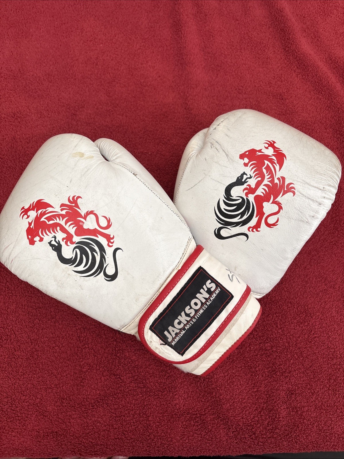 Jackson Wink MMA Academy Boxing Gloves 16 oz White Leather Used Good Condition