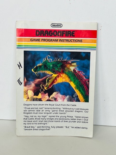Dragonfire dragon Atari Video Game 2600 Manual Guide vtg 5200 electronics 1982