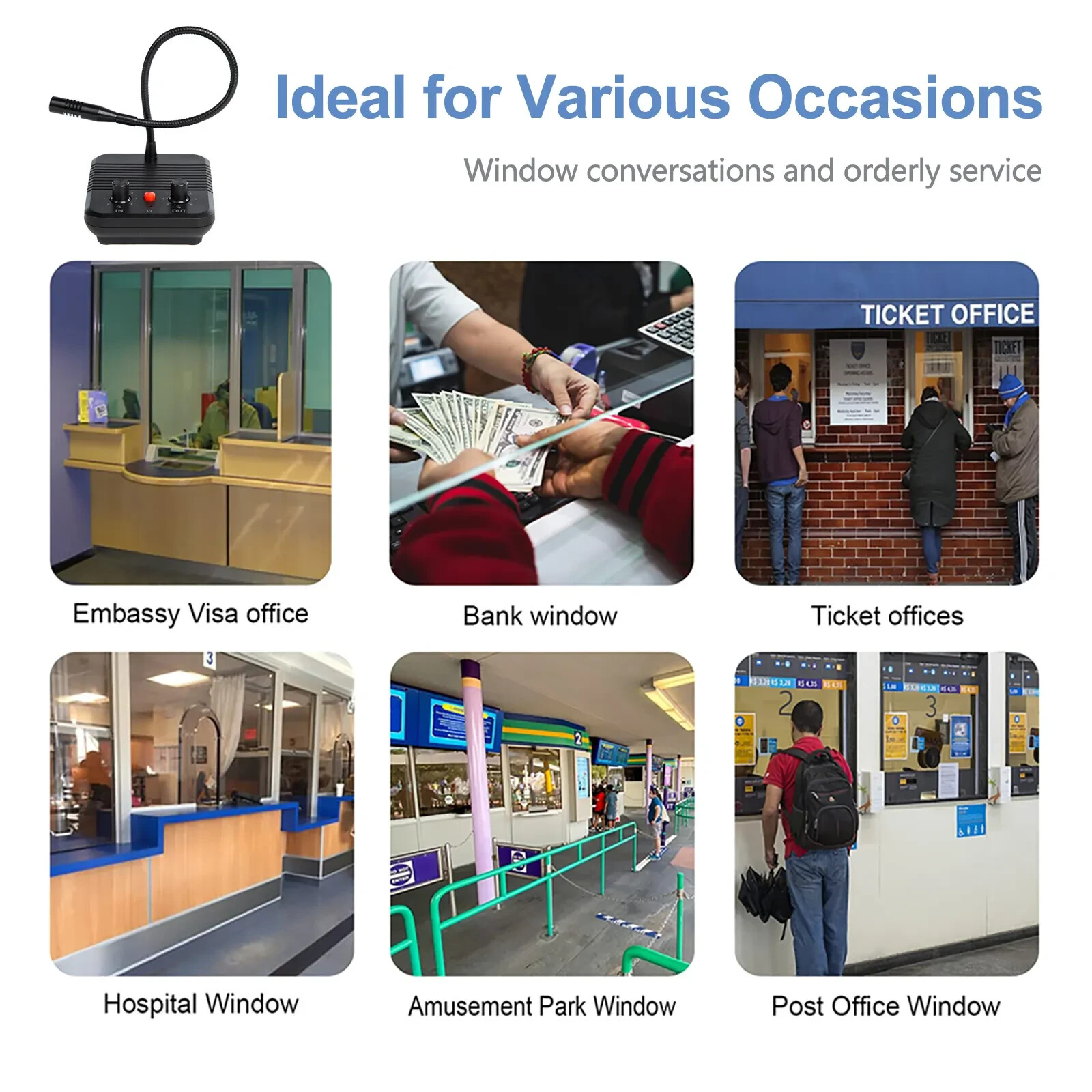 Window Speaker Intercom System Intercommunication Microphone Talk