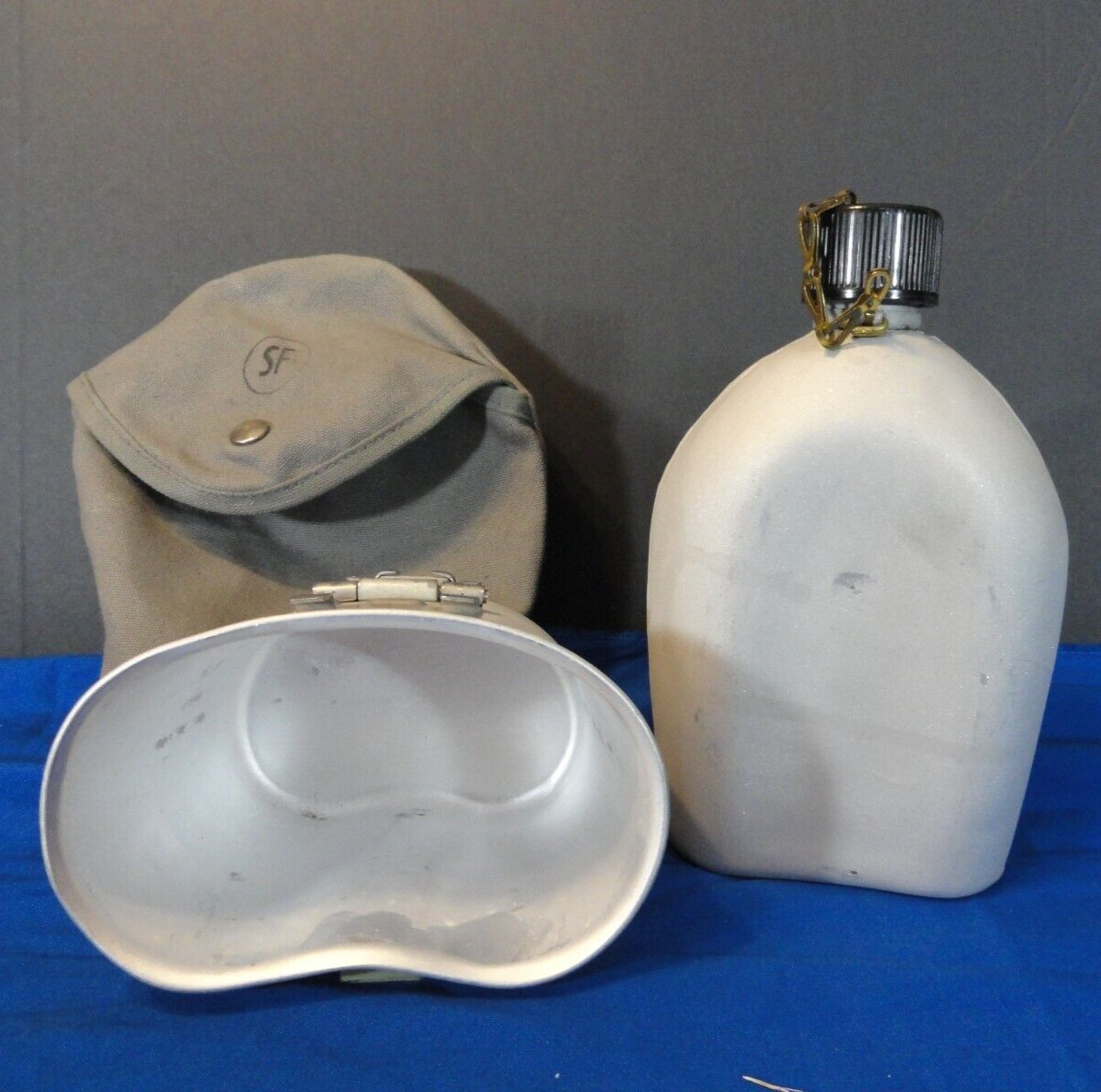 VINTAGE HOYANG NORWEGIAN NORWAY MILITARY ALUMINUM CANTEEN, CUP, & CANTEEN POUCH