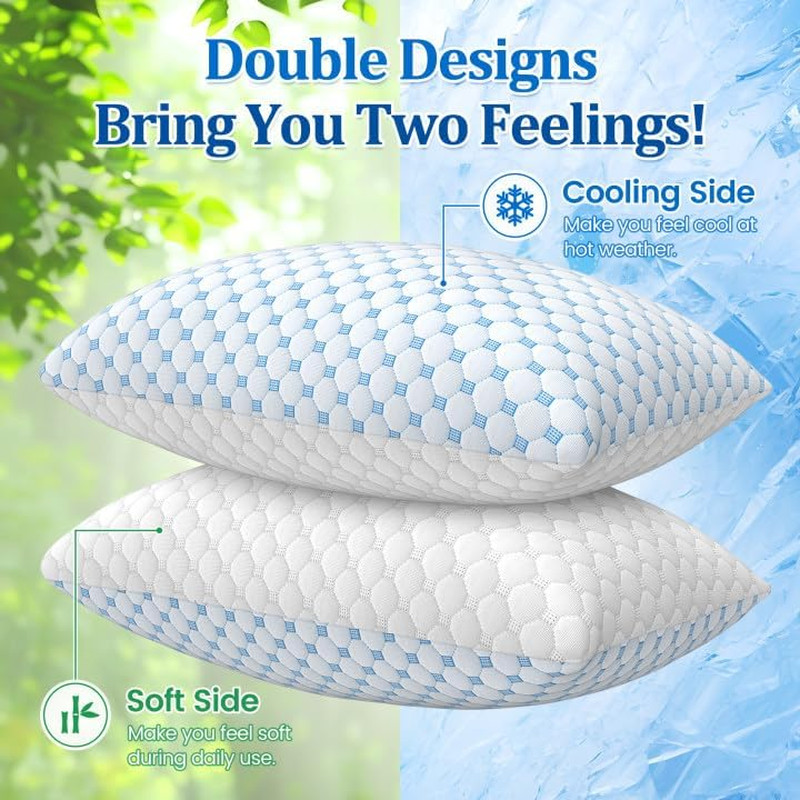 Shredded Memory Foam Pillow for Sleeping - Adjustable Cooling Pillow with Breath
