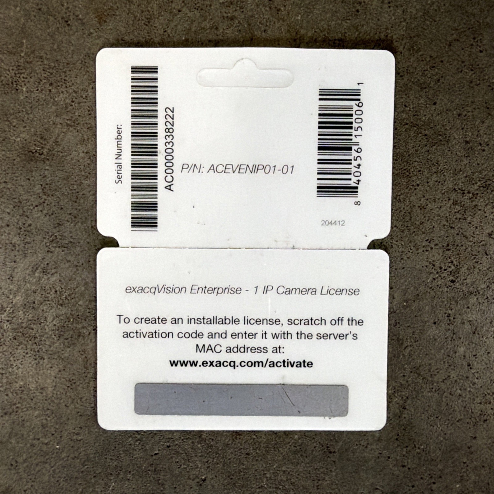 Exacqvision Enterprise License Card