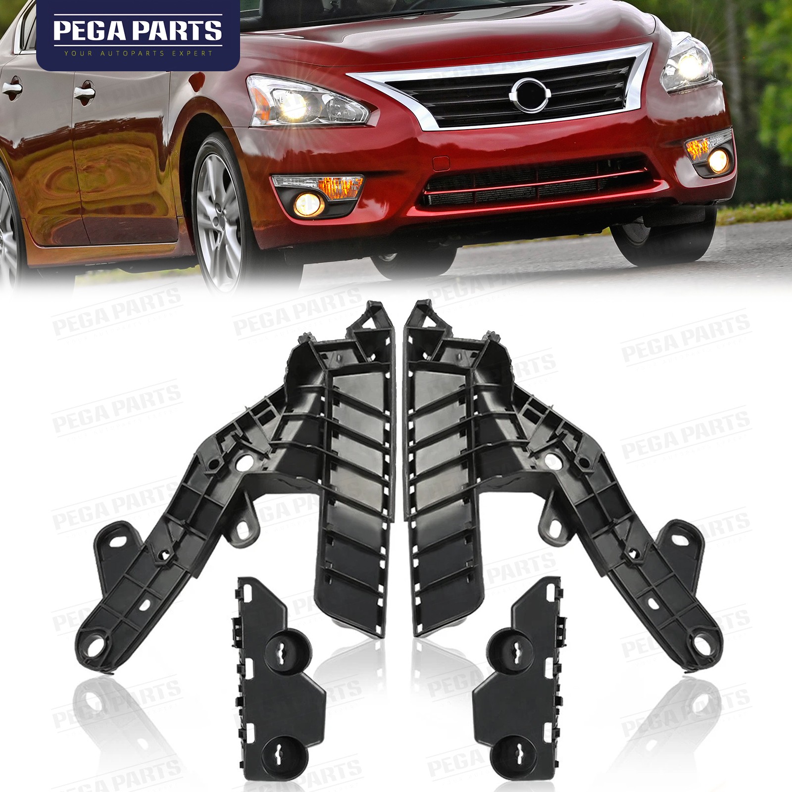 For 2013-2015 Nissan Altima Front Bumper Bracket Support Retainer Set of 2 L&R