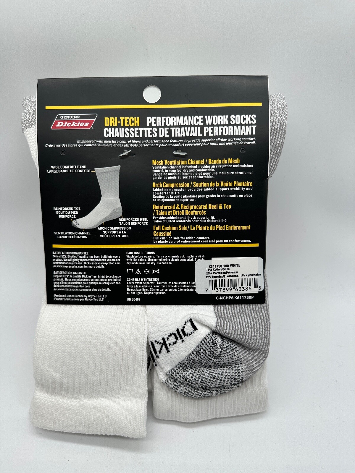 NEW 6 PAIR PACK DRI-TECH CREW GENUINE DICKIES MENS FLEX PERFORMANCE WORK SOCKS