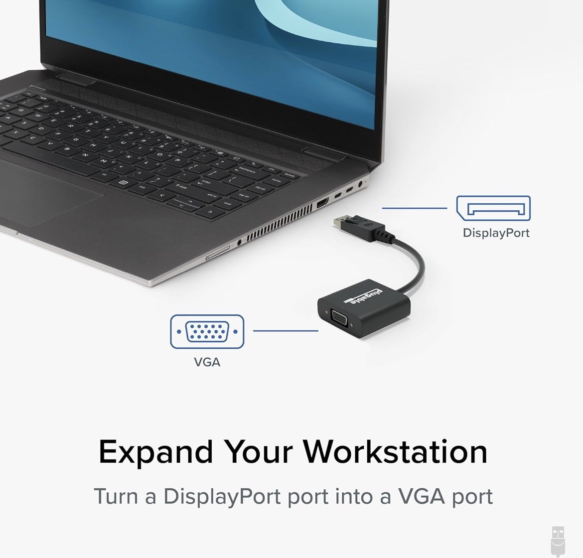 Plugable DisplayPort to VGA Active Adapter VGA, Black