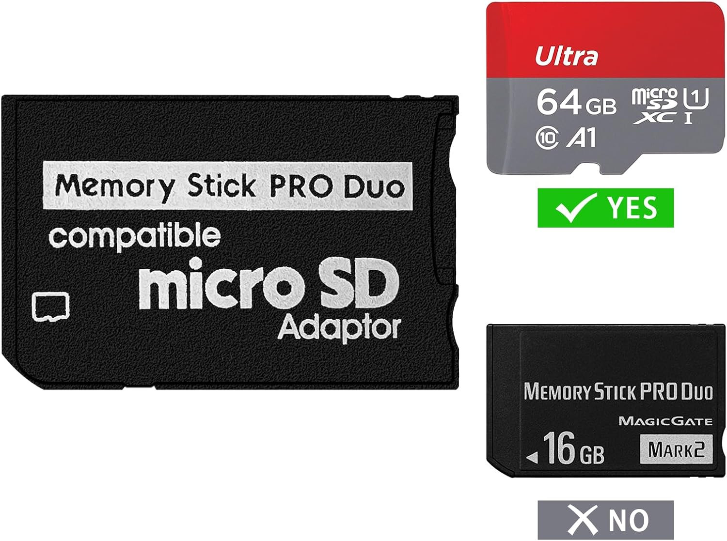Memory Stick Adapter for PSP, Micro SD to Memory Stick PRO Duo Magicgate Card Co