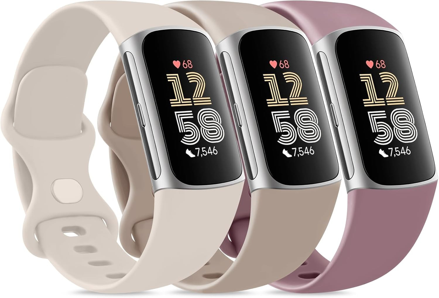 3PACK Sport Bands Compatible with Fitbit Charge 6 Bands for Women Men, Classic S