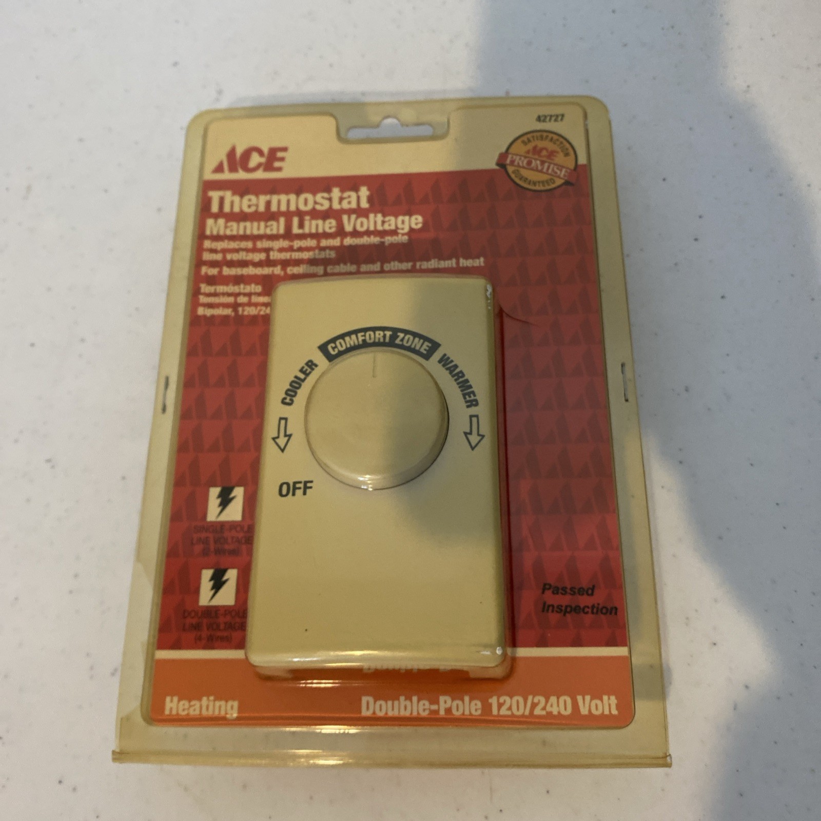 ACE Thermostat Manual Line Voltage Baseboard Heat Double Pole 120/240 Volt 42727