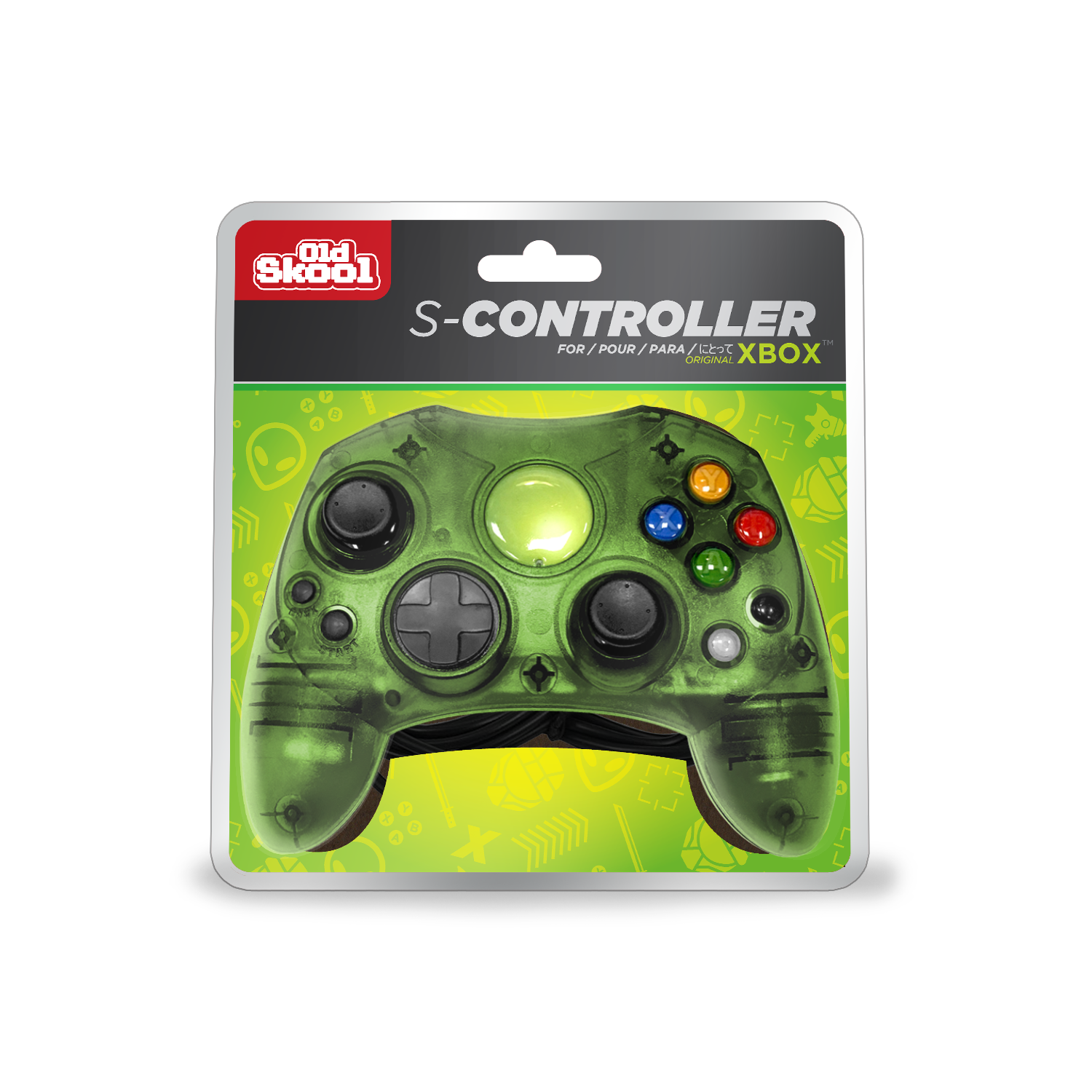 Old Skool Green Wired S-Type Controller for (Original XBOX)