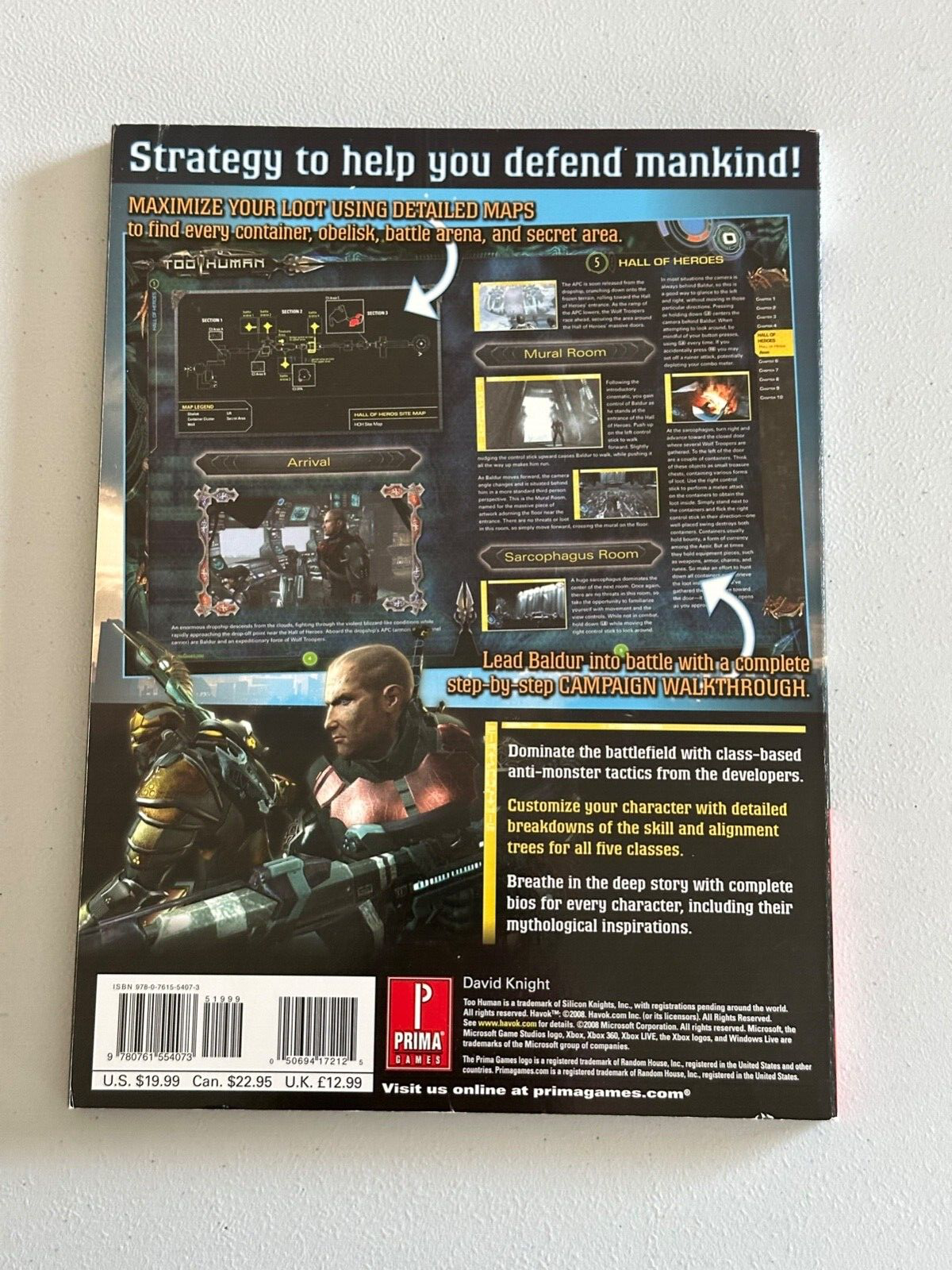 Too Human Prima Games Official Strategy Game Guide 2008 Xbox 360 Nice