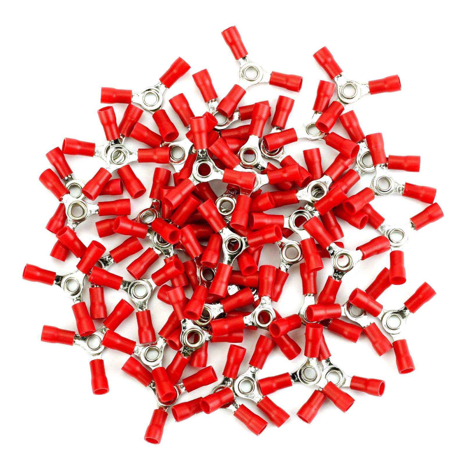 50 Wire Crimp 3 Way Y  Ring Butt Connector Terminal Vinyl Red 22-18 awg Gauge GA