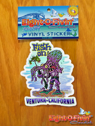 New!!! 805 Fish On! Sport Fishing Ventura California Sticker - Artist Mike Lemos
