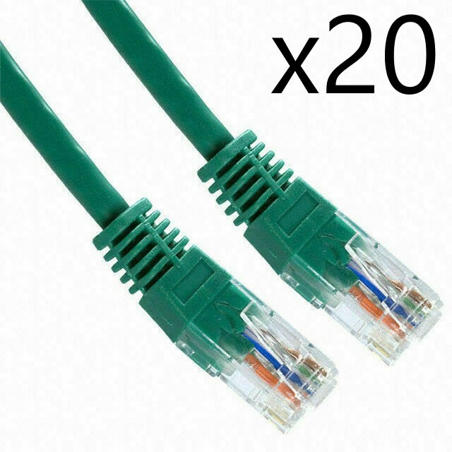 20 Pack Lot - 2ft CAT6 Ethernet Network LAN Router Patch Cable Cord Wire Green