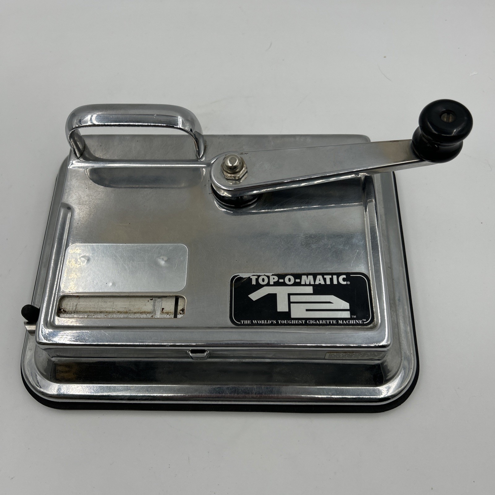 Vtg Top-O-Matic T2 Large Cigarette Rolling Filling Machine, Chrome