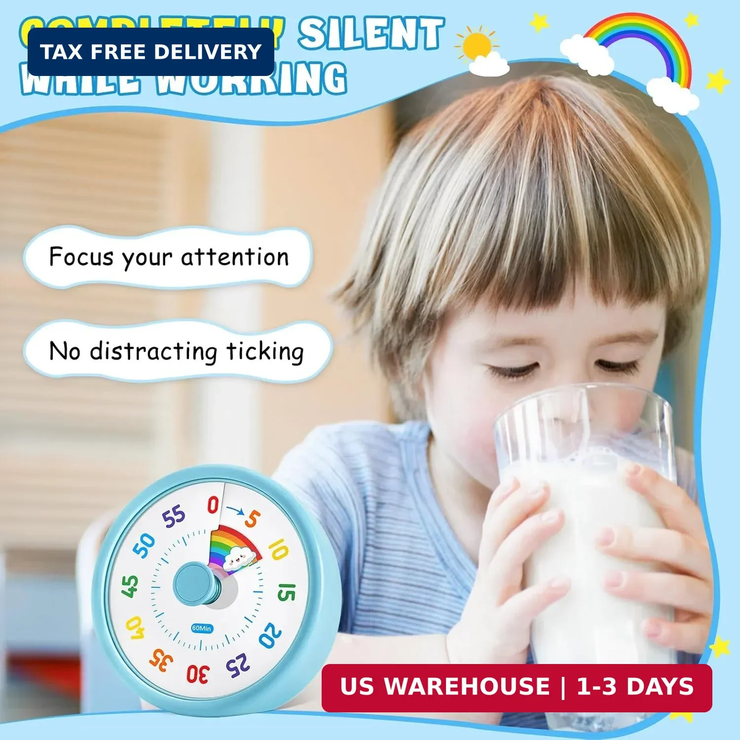 HIPPIH Visual Timer for Kids, 60 Minute Countdown Timers for Classroom Kitchen O