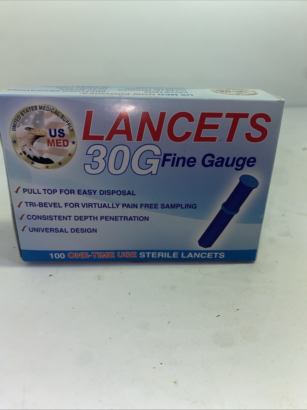 Medifine Lancet 30G Fine Gauge 100 One=Time Use Sterile Lancets Exp 01/2023