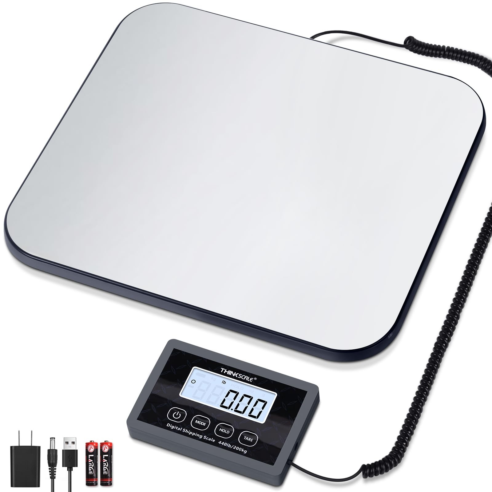 Digital Shipping Scale 440lb/1oz for Packages, Luggage, Home Use, USB & Battery