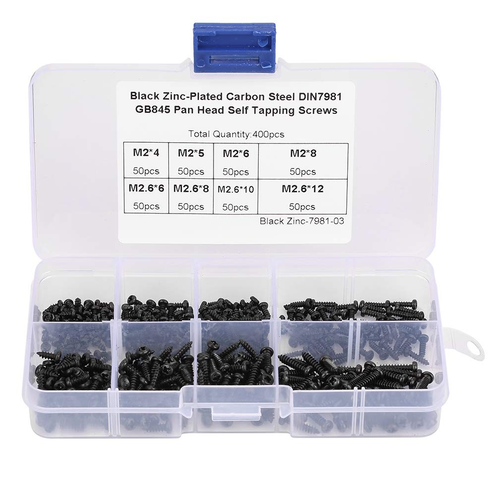 Self Tapping Screw, 400Pcs M2/M2.6 Cross Pan Head Screws Default