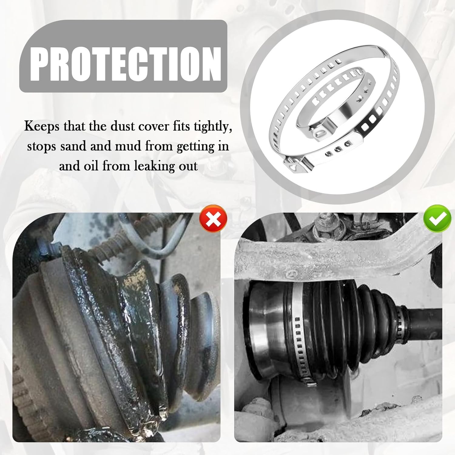 10PCS CV Boot Clamps Kit,Adjustable Tie Rod Boot Clamp for Secure Fixing Hose/Sh