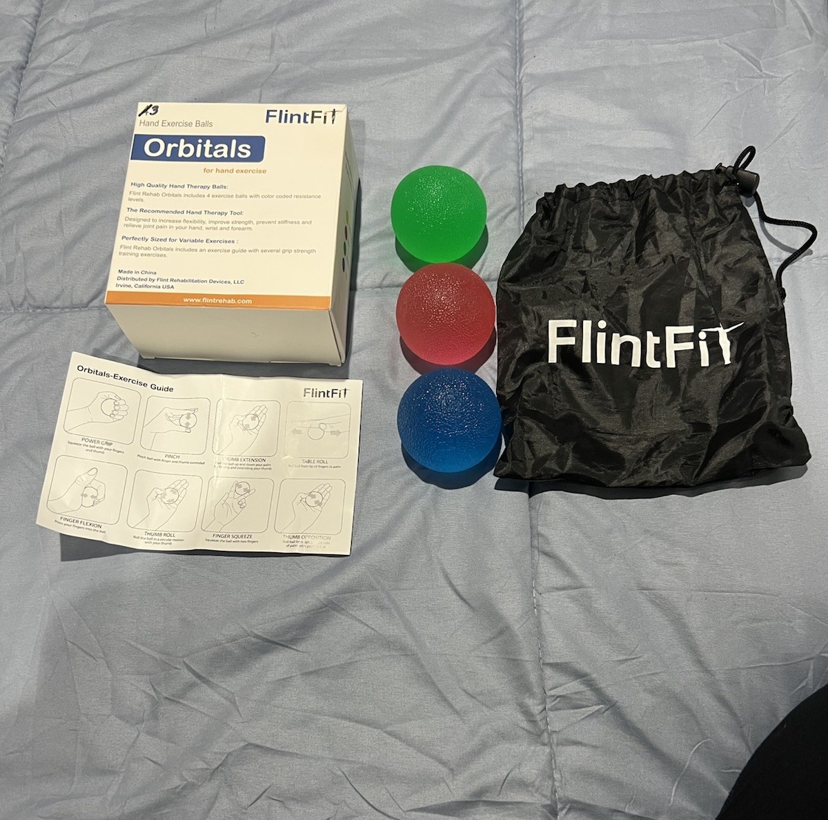 FlintRehab Premium Hand Exercise Balls - Set of 3 for Carpal Tunnel Stress/Pain