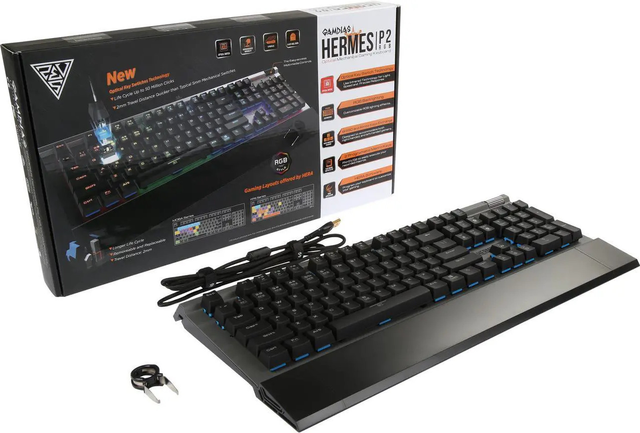 GAMDIAS Hermes P2 RGB Mechanical Gaming Keyboard Wired USB Programmable Black