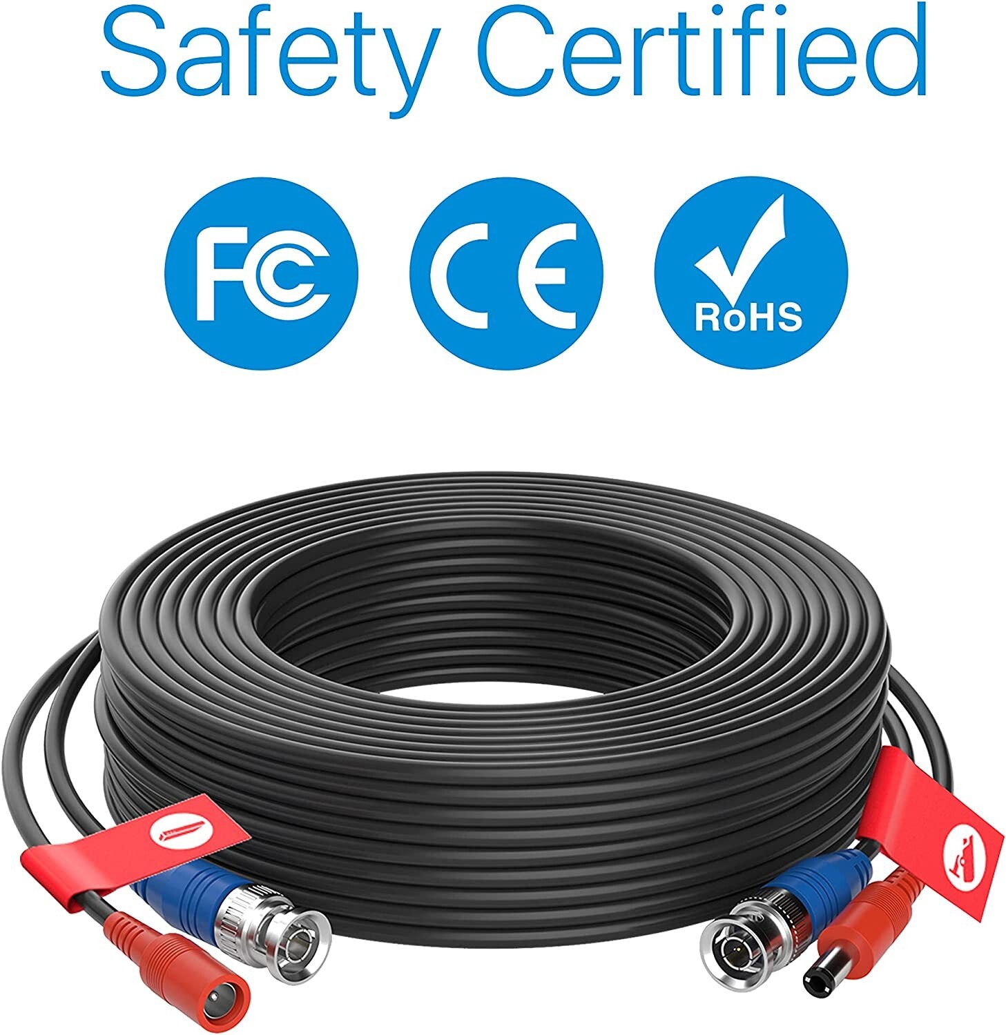 ZOSI 2X 60FT 18M BNC Cable CoopeR Power for 4K CCTV Camera DVR Security System