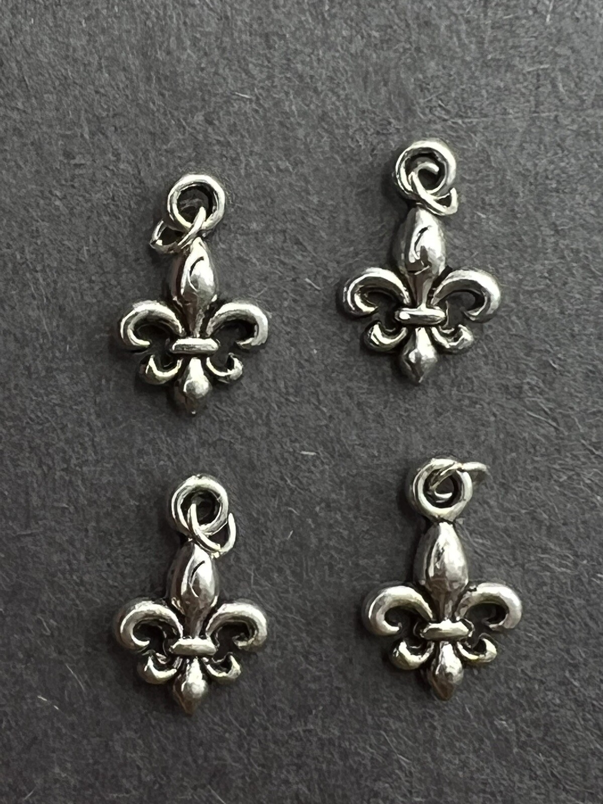 Sterling Silver 925 Fleur-de-lis findings pendants earrings double sided (2)
