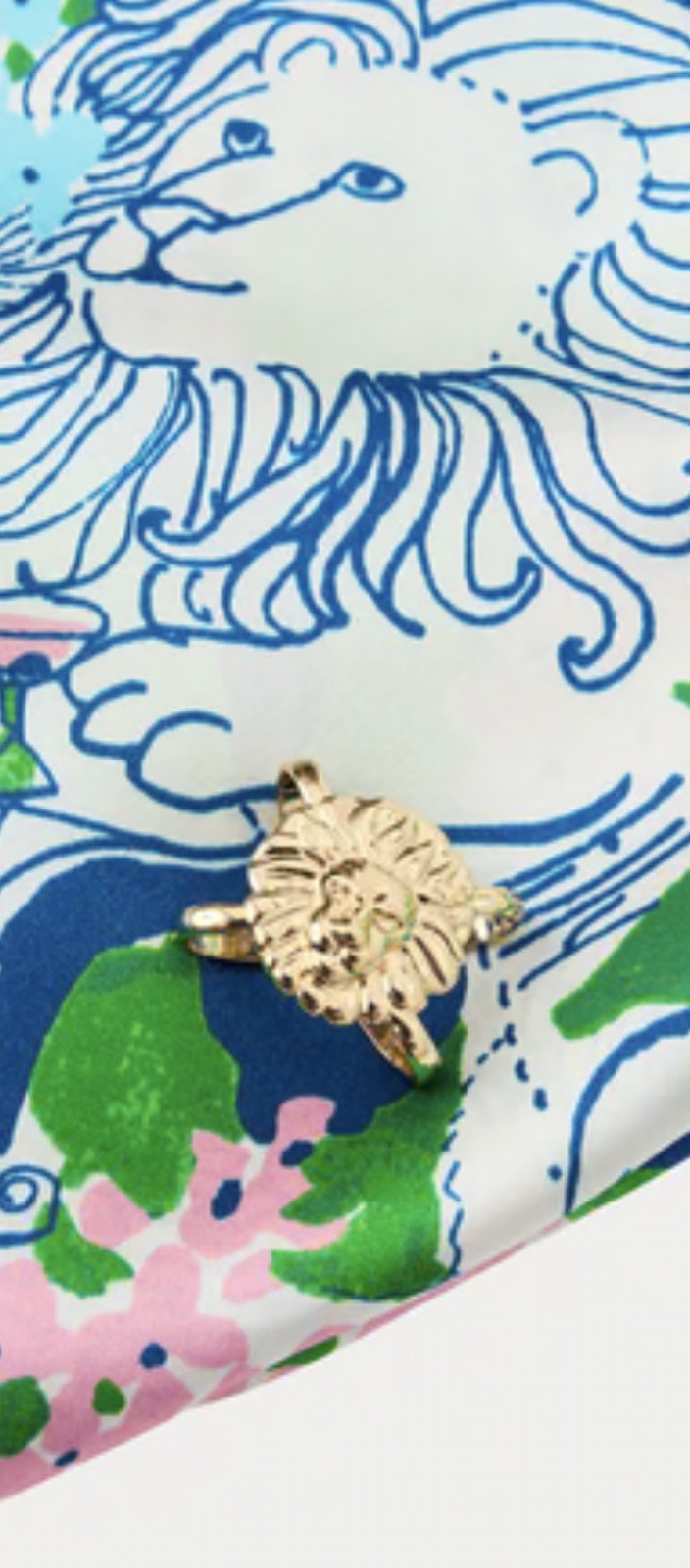 NWT Lilly Pulitzer Scarf Ring Gold Lion