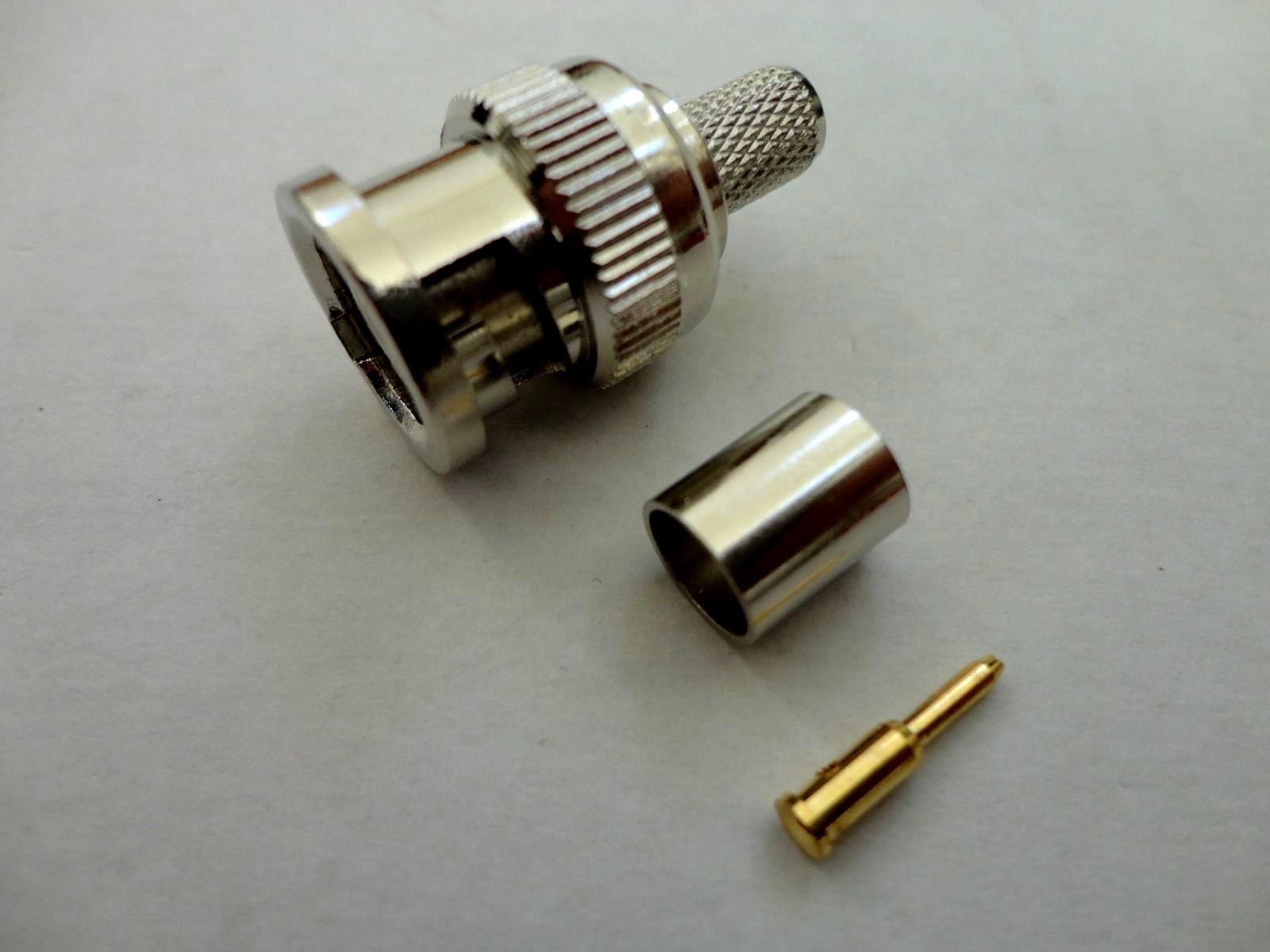 10 Pack BNC Male 3pcs Crimp On RG59 Coax Video Cable Adapter Gold Pin Connector