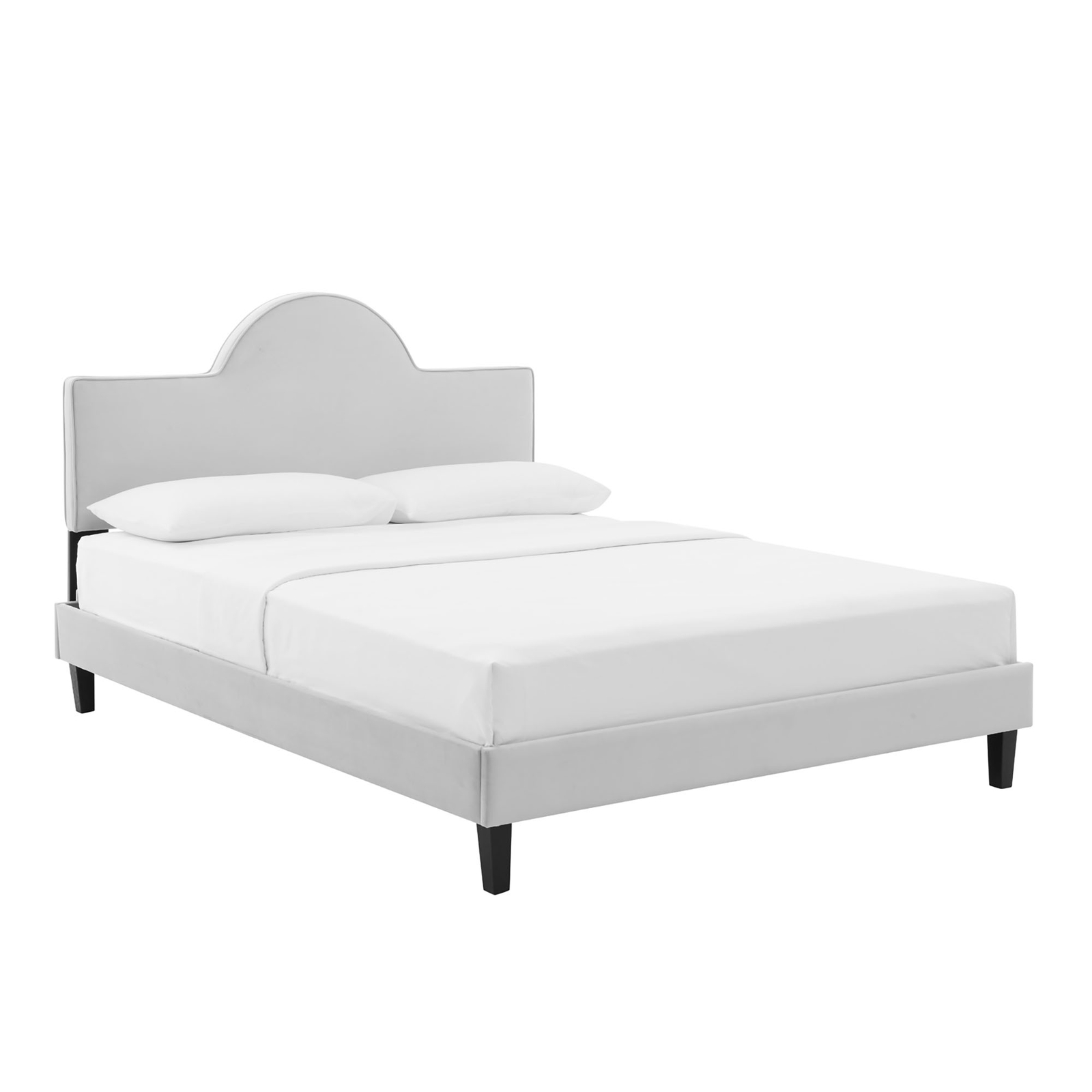 Modway Soleil Performance Velvet Queen Bed in Light Gray