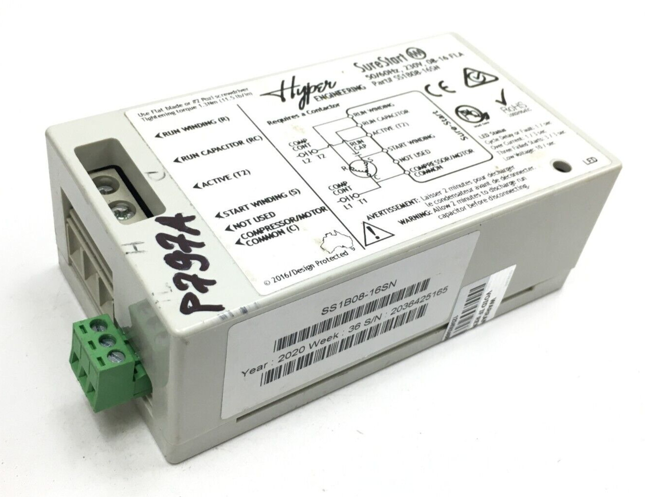 Hyper Sure Start Single Phase Soft Starter 230V 8-16 FLA SS1B08-16SN used #P797A