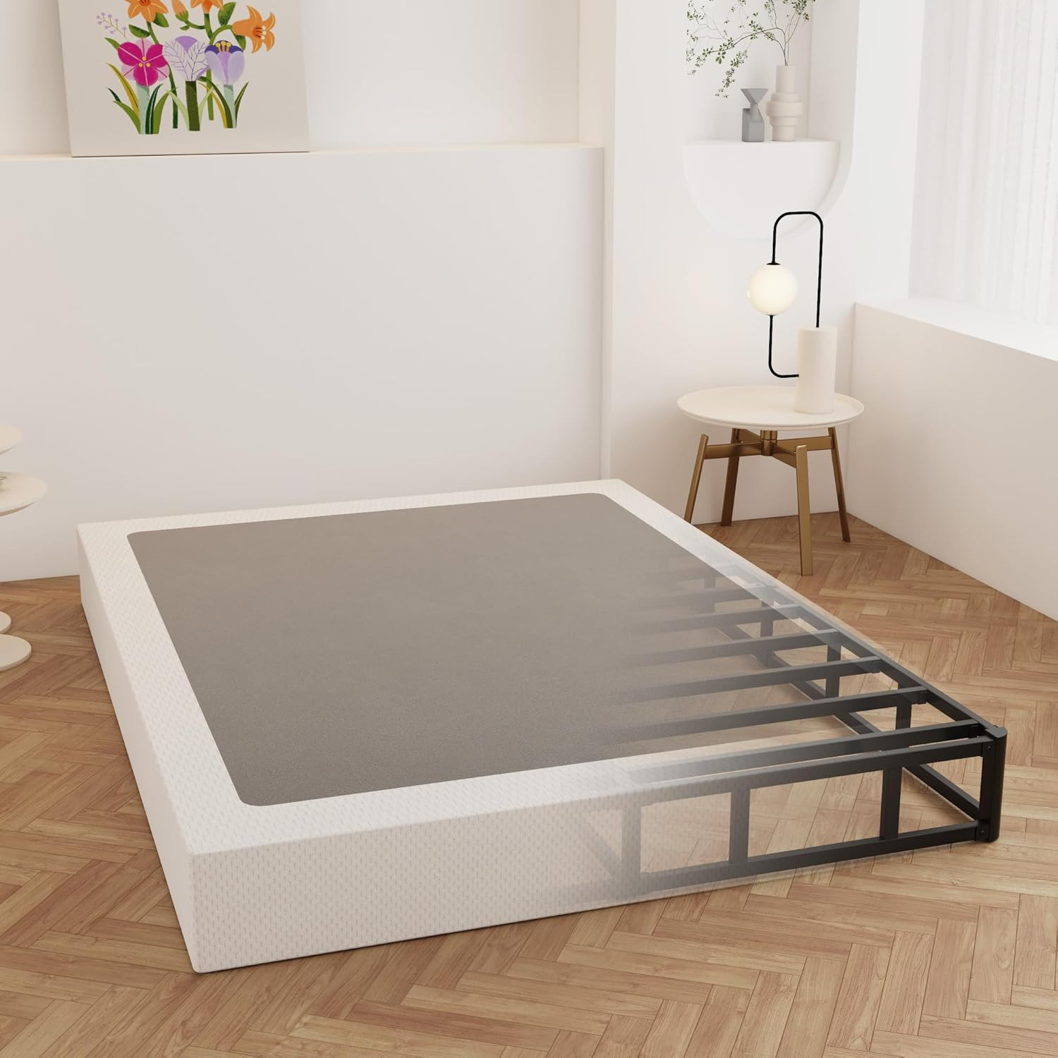 9 Inch Box Spring for Queen Bed, Heavy Duty Metal Box Spring Bed Base with Fabri