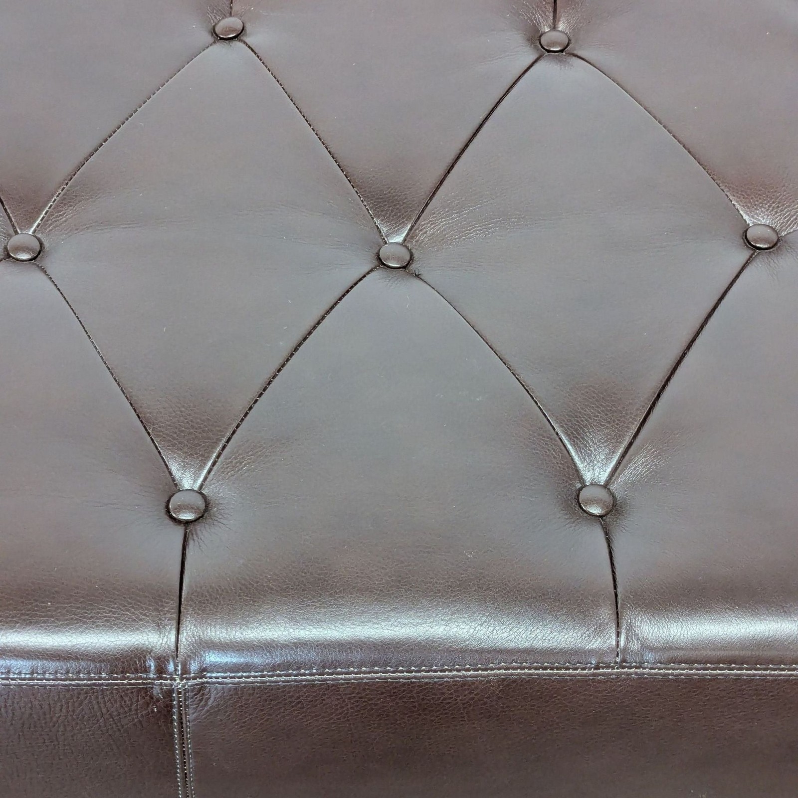 Leather Button Tufted Bench