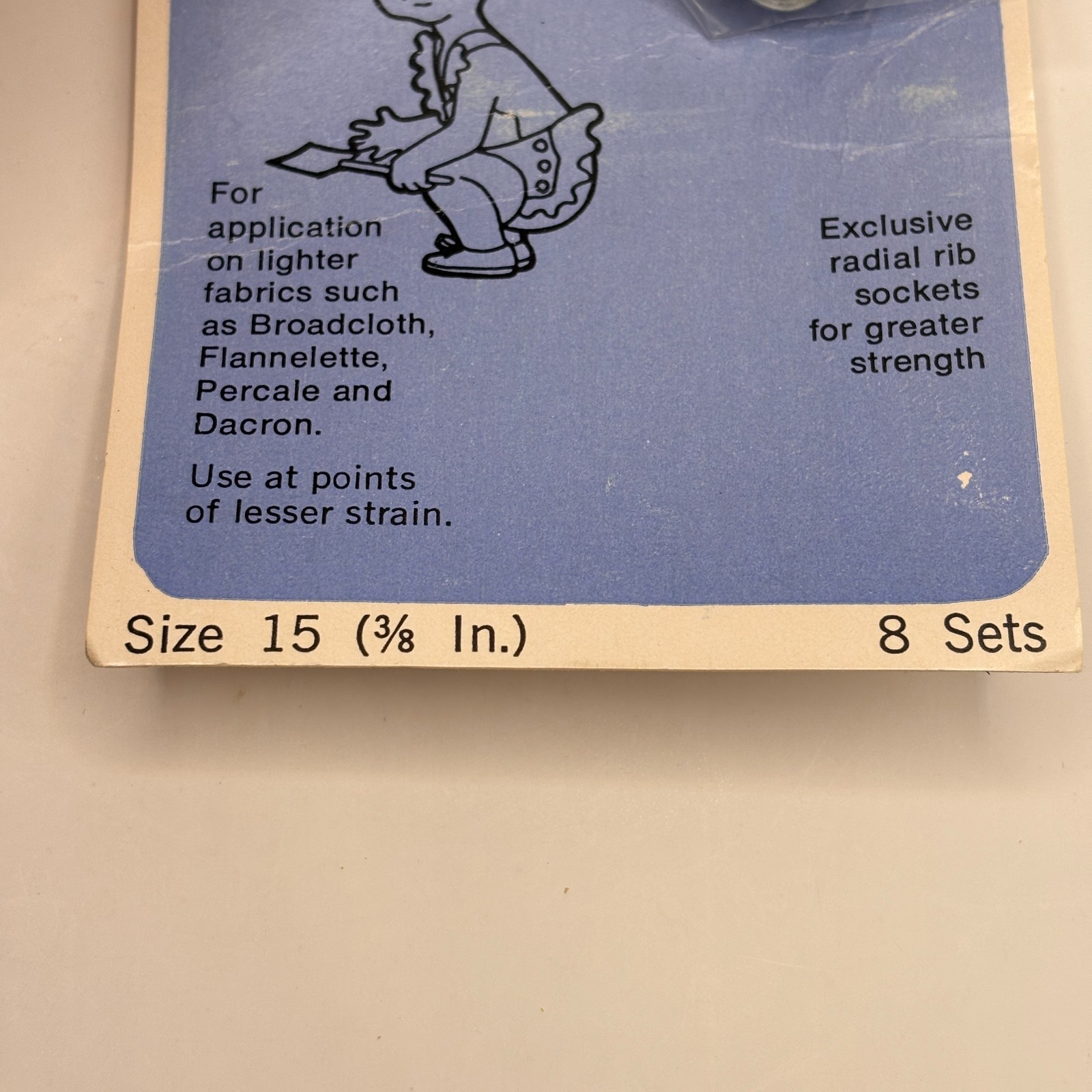 SCOVILL Snap Fasteners Size 15, White ,8 sets in PKG, NEW