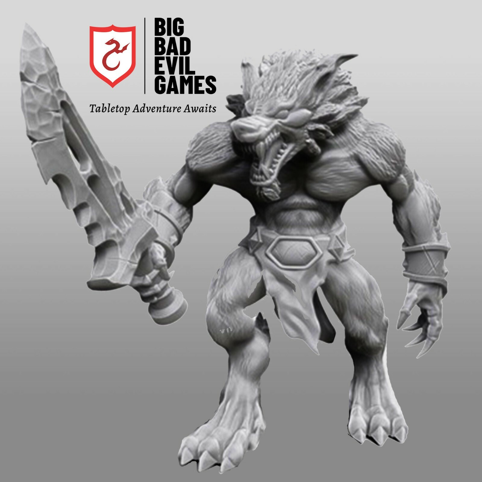 Werewolf Lycanthrope Miniature | Quality 3D print at 28mm tabletop scale D&D