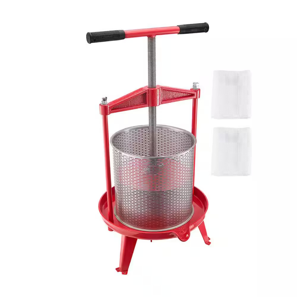 3.69Gal/14L Fruit Wine Press, Stainless Steel Basket with Cross-Beam, Manual Cid