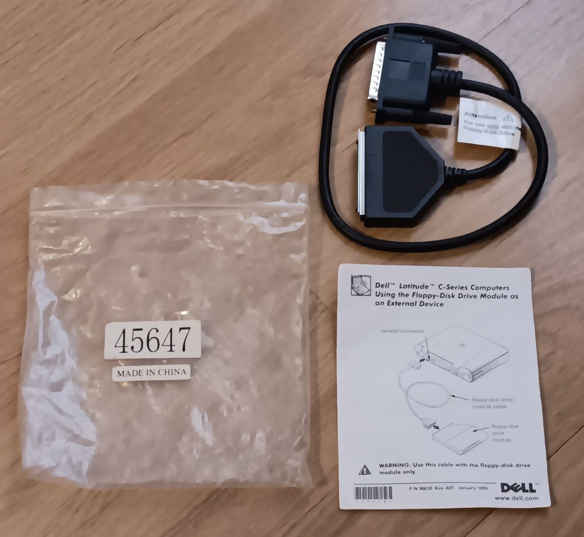 Vintage Dell Latitude C-Series Floppy Disk Drive Module Cable External Device