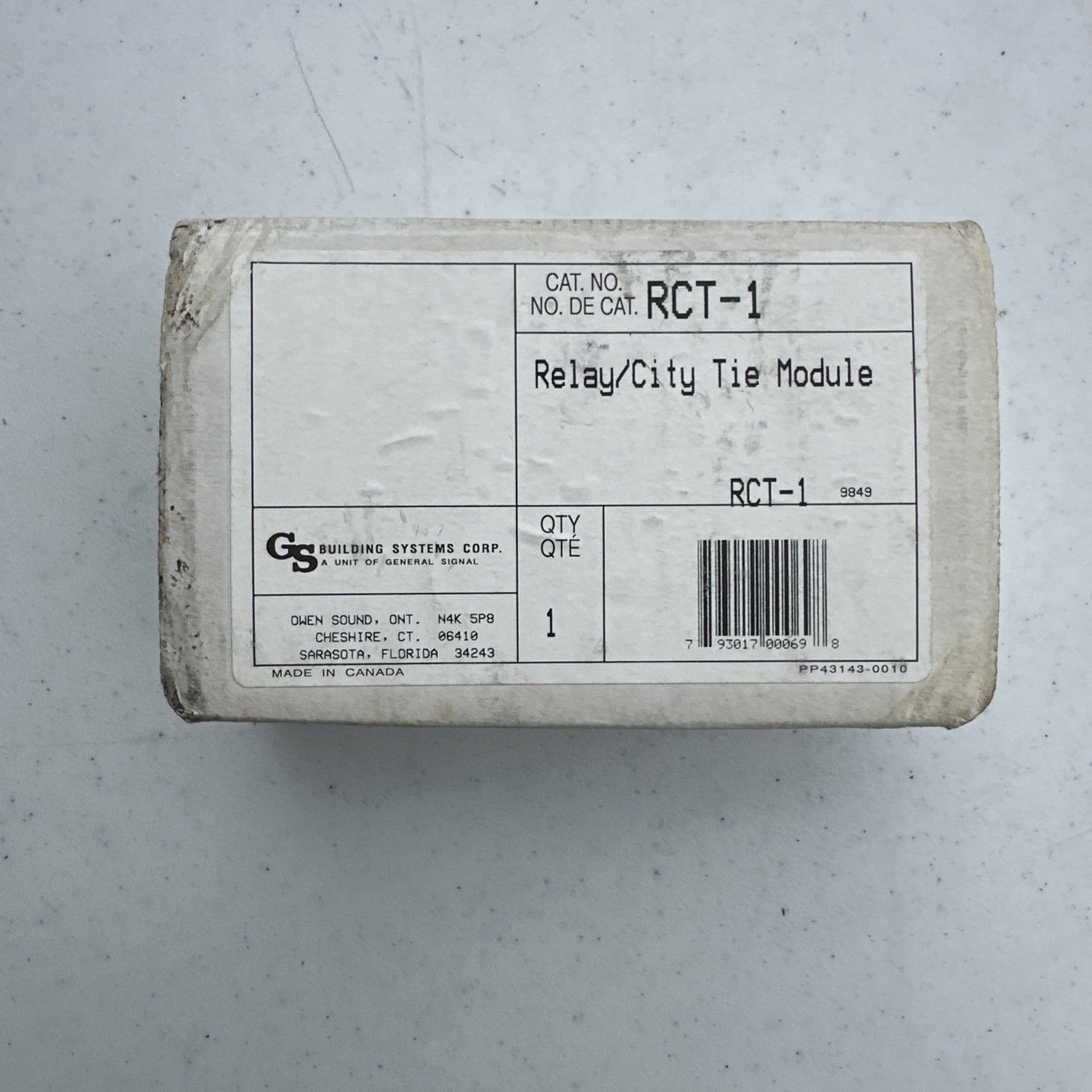 Building Systems Corp. RCT-1 Relay /city Tie Module￼