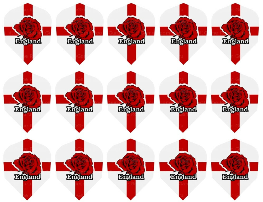 5 New Sets Harrows Quadro Standard Dart Flights – England Rose
