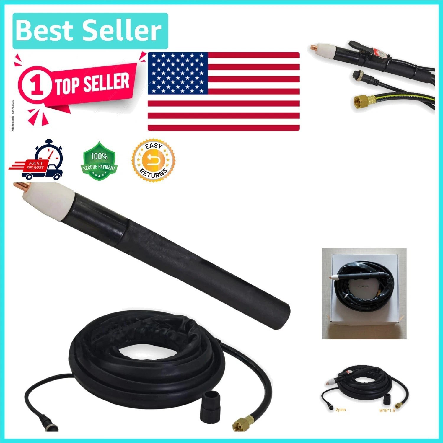 Complete PT-31 Plasma Cutter Torch 5 Meter - Straight Pencil 0º Head Included