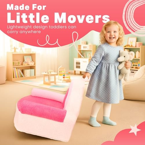 Toddler Foam Chair | Cute Pink Soft Lounge Chair for Toddler Girls Ages 1–4 |