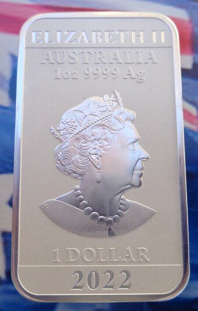 2022 Australia DRAGON rectangular coin bar .9999 ultra fine silver Perth Mint
