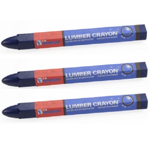 3 C.H. Hanson No Melt BLUE LUMBER CRAYON 4.5" Marking Tool Weather Resistant